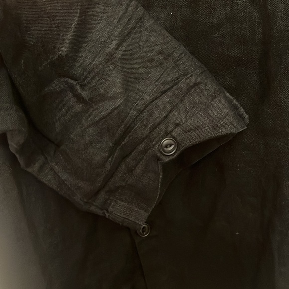 Flax Black Button Up 100% Linen Tunic Long Sleeve Top Blouse Size Medium - Picture 6 of 6
